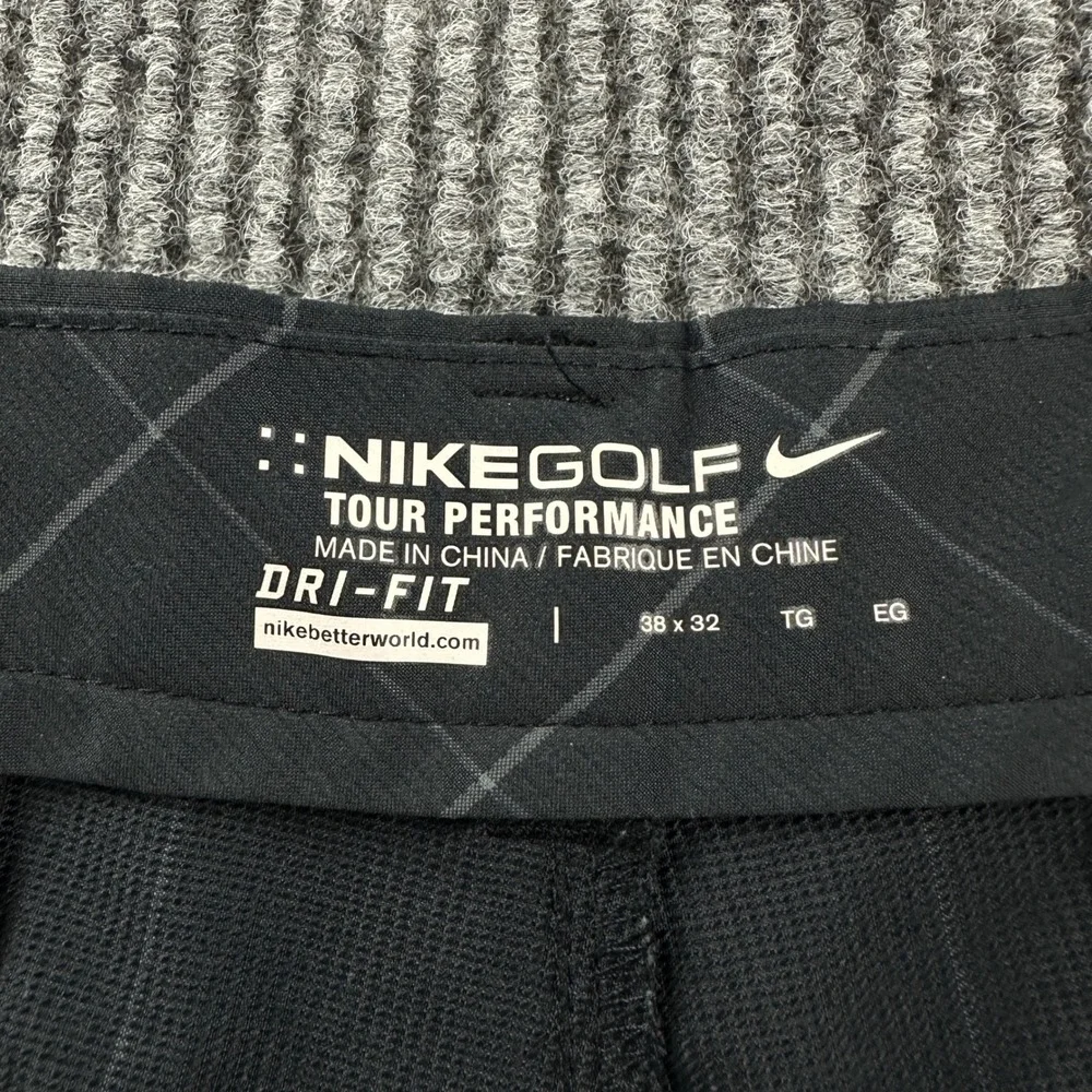 Nike Golf Tour Performance Dri-FIT Plaid Pants Mens 38x32 Dark Grey Windowpane